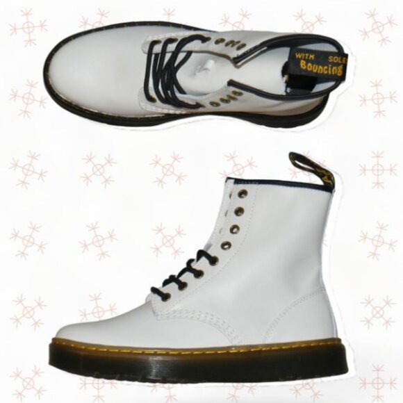 Dr. Martens White Combat Ankle Boots Women's Sizes 8 9 Smooth Leather CHRISTMAS - Picture 1 of 8